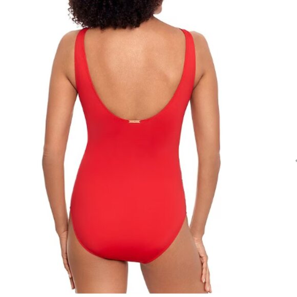 Underwire Ruffle Surplice V-Neck One Piece red Swimsuit Ralph Lauren - Picture 2 of 2